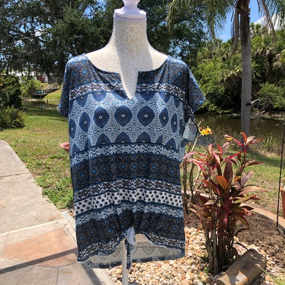 Lucky Brand 🍀 BoHo V-Neck Tie Front 🦋 - Picture 2 of 11